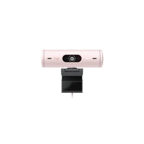 Cámara Web Logitech Brio 500 FHD Resolución 1080p Corrección Iluminación Encuadre Automático Color Rosa