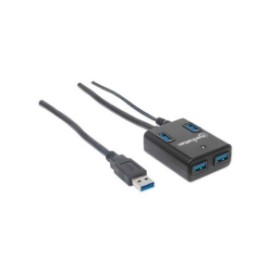 Hub Manhattan USB 3.0 Súper Velocidad 4 Puertos Color Negro