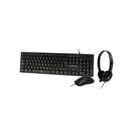 Kit Alámbrico Perfect Choice 3en1 Teclado-Mouse-Diadema para Oficina Color Negro