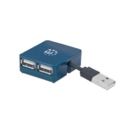 Micro Hub Manhattan USB 2.0 Alta Velocidad 4 Puertos Color Azul