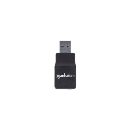 Adaptador Manhattan Sonido Estéreo USB Alta Velocidad a Puertos 3.5mm Color Negro